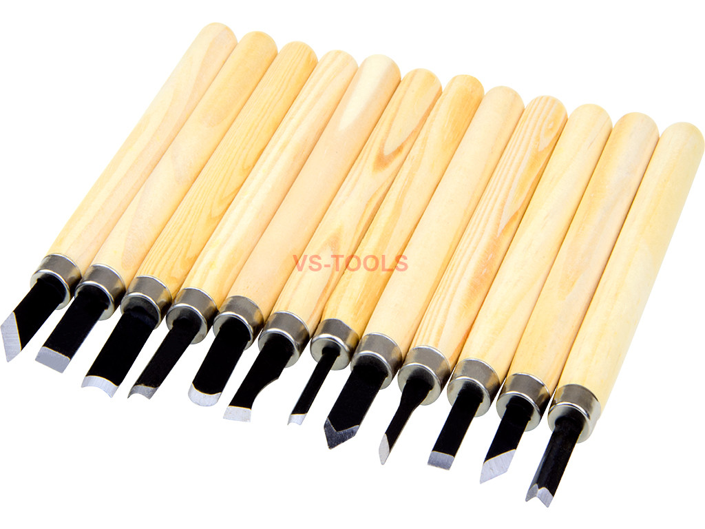 12pc Set Carbon Steel Cutting Wood Carving Tools Knife Chisel